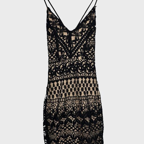 Lulus Enchanted Love Black Lace Dress XS Bodycon V Neck Romantic Gothic Cocktail - Picture 3 of 11
